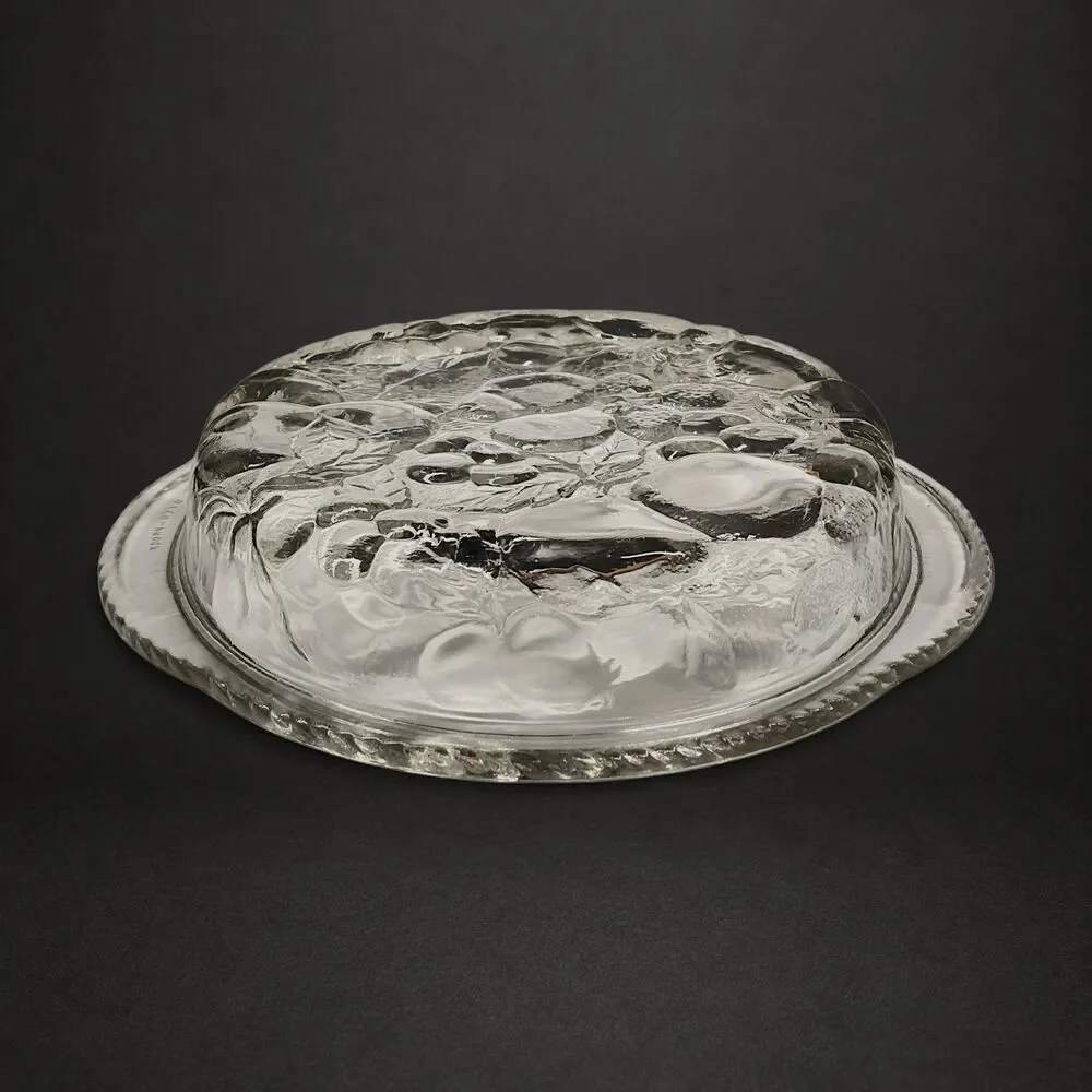 Vintage Libbey Orchard Embossed Nesting Glass Casserole Dish & Pie Pan Set